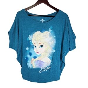 Disney Frozen Elsa Teal Dolman T-Shirt Women's XS Signature Graphic Tee